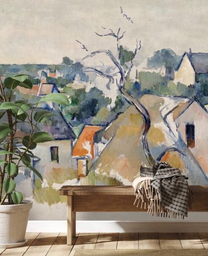 kunsttapet veggmaleri kalt Rooftops av Paul Cezanne 