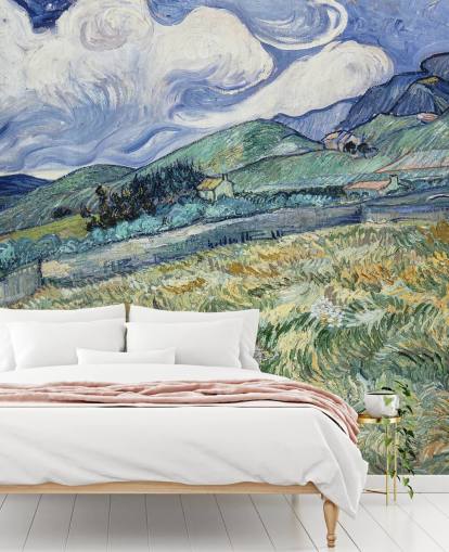 Kunsttapete mit dem Titel Landscape from Saint-Remy von Vincent van Gogh Kunsttapete mit dem Titel Landscape from Saint-Remy von Vincent van Gogh