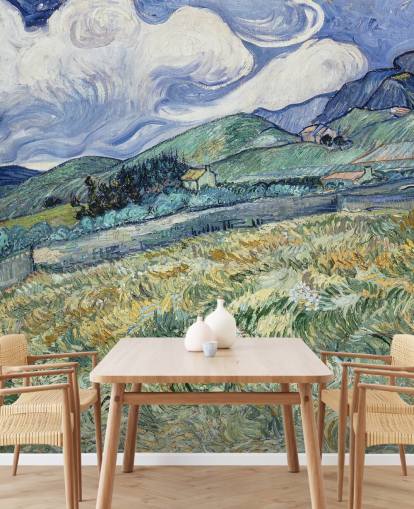 konsttapet väggmålning som heter Landskap från Saint-Remy av Vincent van Gogh
