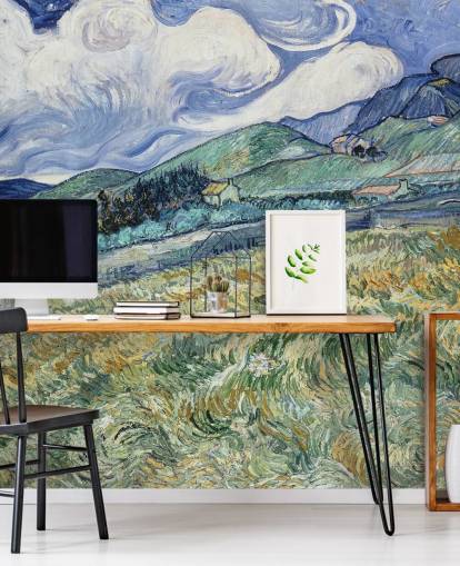 mural de papel pintado de bellas artes llamado Paisaje de Saint-Remy de Vincent van Gogh