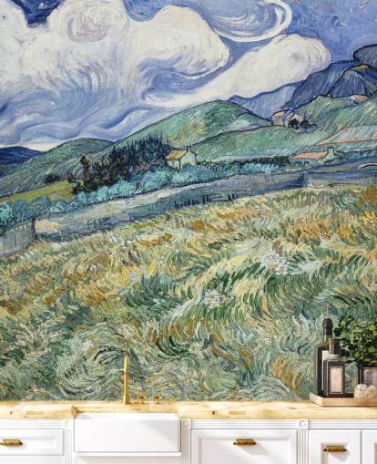 papier peint mural d'art intitulé Paysage de Saint-Rémy par Vincent van Gogh papier peint mural d'art intitulé Paysage de Saint-Rémy par Vincent van Gogh
