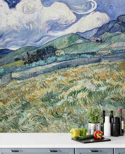 mural de papel pintado de bellas artes llamado Paisaje de Saint-Remy de Vincent van Gogh