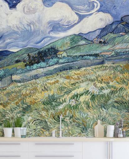 Kunsttapete mit dem Titel Landscape from Saint-Remy von Vincent van Gogh