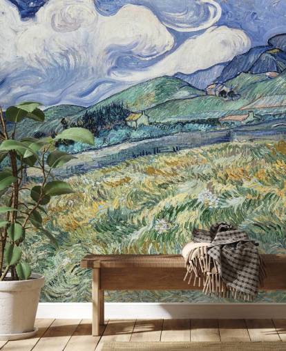 mural de papel pintado de bellas artes llamado Paisaje de Saint-Remy de Vincent van Gogh