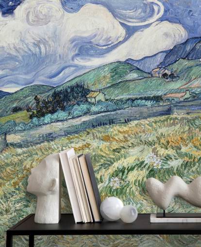 mural de papel pintado de bellas artes llamado Paisaje de Saint-Remy de Vincent van Gogh