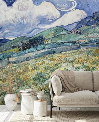 kunstbehang met de naam Landscape from Saint-Remy van Vincent van Gogh