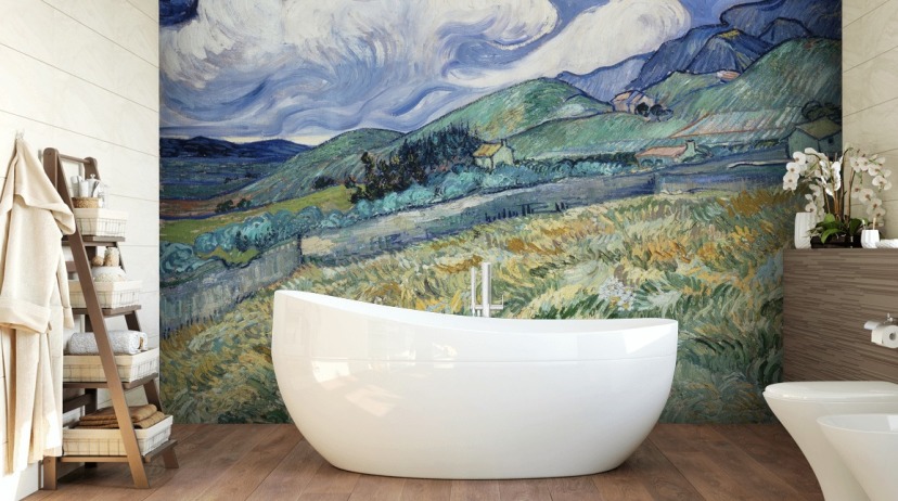 kunstbehang met de naam Landscape from Saint-Remy van Vincent van Gogh