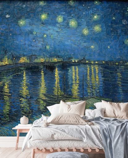 fine art wallpaper mural called Starry Night Over the Rhone by Vincent van Gogh