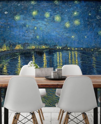 fine art wallpaper mural called Starry Night Over the Rhone by Vincent van Gogh