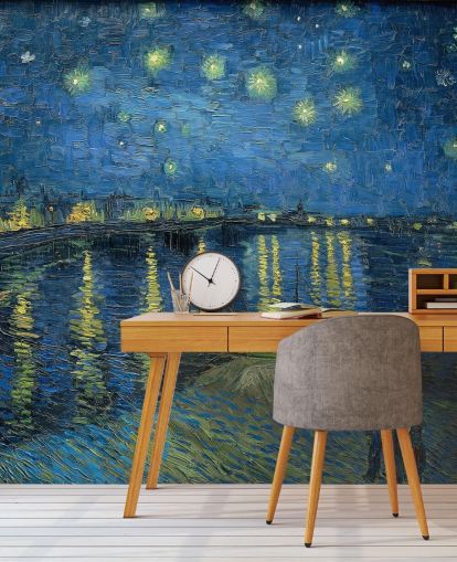 fine art wallpaper mural called Starry Night Over the Rhone by Vincent van Gogh