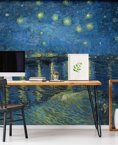 Kunsttapete mit dem Titel Starry Night Over the Rhone von Vincent van Gogh