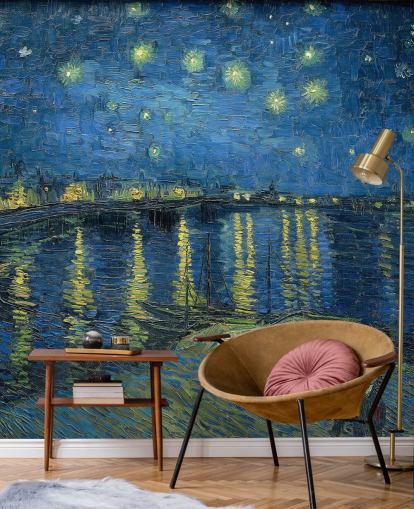 mural de papel de parede de belas artes chamado Starry Night Over the Rhone, de Vincent van Gogh mural de papel de parede de belas artes chamado Starry Night Over the Rhone, de Vincent van Gogh