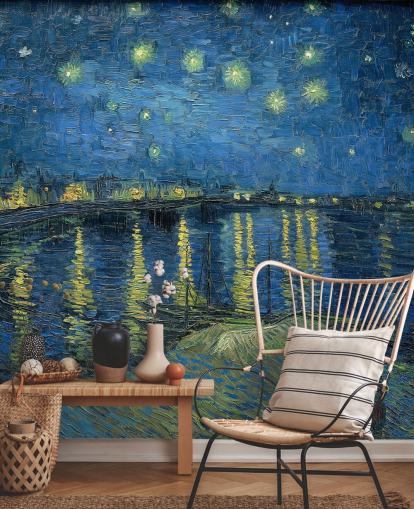 carta da parati murale d'arte chiamata Notte stellata sul Rodano di Vincent van Gogh