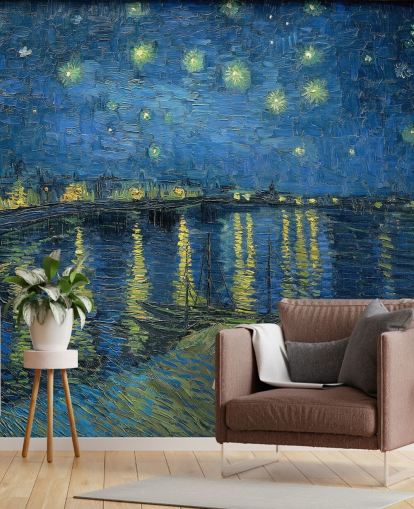 kunsttapet veggmaleri kalt Starry Night Over the Rhone av Vincent van Gogh kunsttapet veggmaleri kalt Starry Night Over the Rhone av Vincent van Gogh