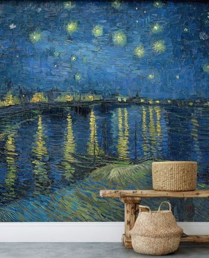 fine art wallpaper mural called Starry Night Over the Rhone by Vincent van Gogh