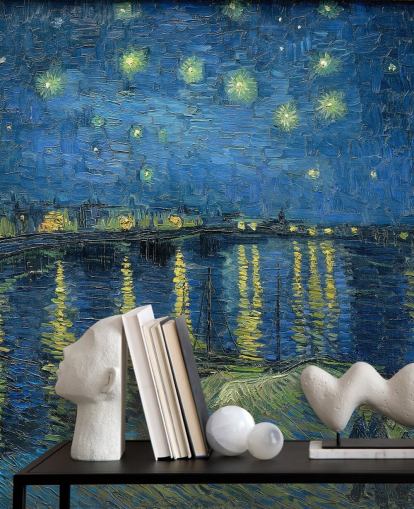 fine art wallpaper mural called Starry Night Over the Rhone by Vincent van Gogh