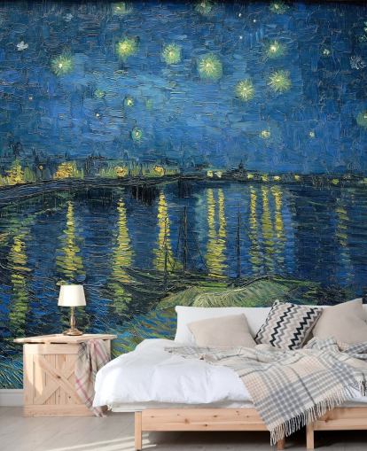 kunsttapet vægmaleri kaldet Starry Night Over the Rhone af Vincent van Gogh