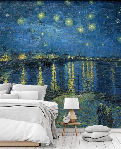 papier peint mural d'art intitulé Nuit étoilée sur le Rhône par Vincent van Gogh