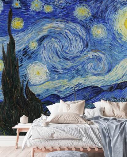 konsttapet väggmålning kallad Starry Night av Vincent van Gogh för sovrum och vardagsrum konsttapet väggmålning kallad Starry Night av Vincent van Gogh för sovrum och vardagsrum