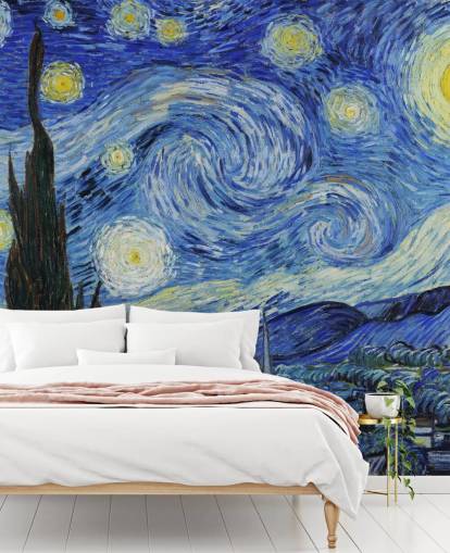 konsttapet väggmålning kallad Starry Night av Vincent van Gogh för sovrum och vardagsrum konsttapet väggmålning kallad Starry Night av Vincent van Gogh för sovrum och vardagsrum