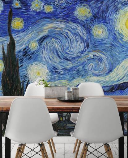 kunsttapet vægmaleri kaldet Starry Night af Vincent van Gogh til soveværelser og stuer kunsttapet vægmaleri kaldet Starry Night af Vincent van Gogh til soveværelser og stuer