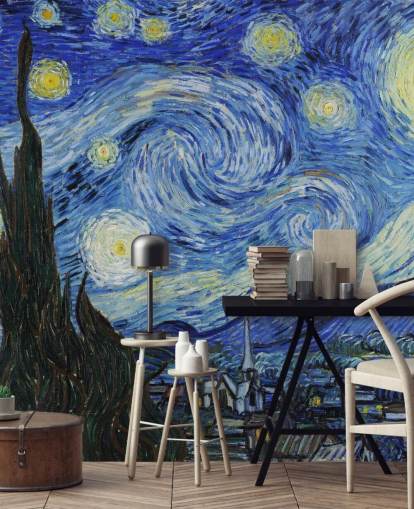 Vincent van Goghin taide-taustakuvamaalaus nimeltä Starry Night makuuhuoneisiin ja olohuoneisiin