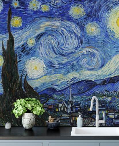 konsttapet väggmålning kallad Starry Night av Vincent van Gogh för sovrum och vardagsrum