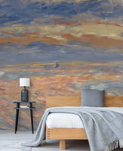papier peint mural d'art bleu et orange intitulé Sunset de Pierre-Auguste Renoir