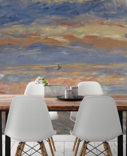 blue and orange fine art wallpaper mural called Sunset by Pierre-Auguste Renoir blue and orange fine art wallpaper mural called Sunset by Pierre-Auguste Renoir