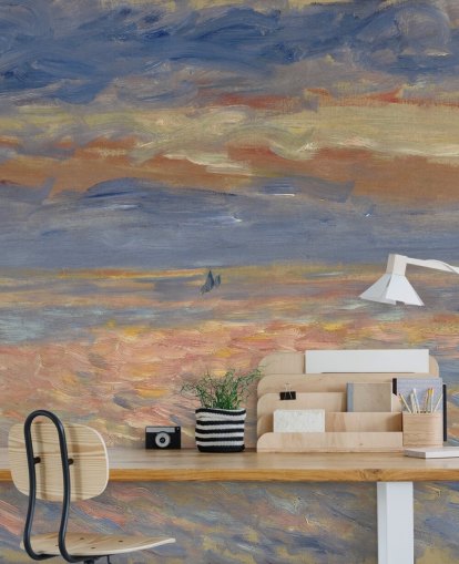 papier peint mural d'art bleu et orange intitulé Sunset de Pierre-Auguste Renoir
