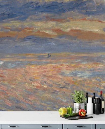 blue and orange fine art wallpaper mural called Sunset by Pierre-Auguste Renoir blue and orange fine art wallpaper mural called Sunset by Pierre-Auguste Renoir
