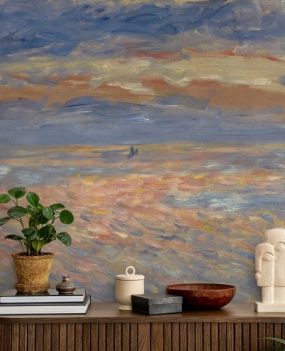 blue and orange fine art wallpaper mural called Sunset by Pierre-Auguste Renoir blue and orange fine art wallpaper mural called Sunset by Pierre-Auguste Renoir