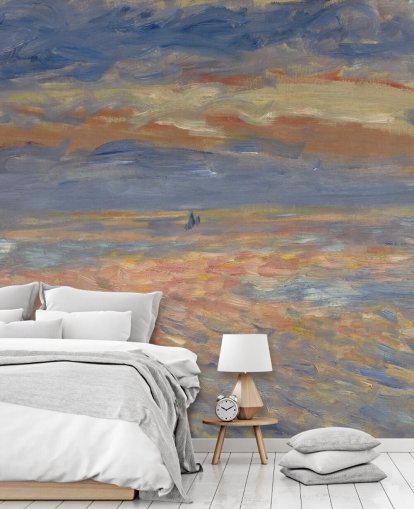 blue and orange fine art wallpaper mural called Sunset by Pierre-Auguste Renoir