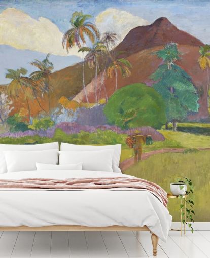 mural de papel pintado de bellas artes llamado Paisaje tahitiano de Paul Gauguin para dormitorios, salas de estar y comedores mural de papel pintado de bellas artes llamado Paisaje tahitiano de Paul Gauguin para dormitorios, salas de estar y comedores