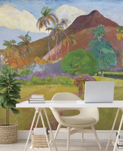 kunsttapet veggmaleri kalt Tahitian Landscape av Paul Gauguin for soverom, stuer og spiserom kunsttapet veggmaleri kalt Tahitian Landscape av Paul Gauguin for soverom, stuer og spiserom