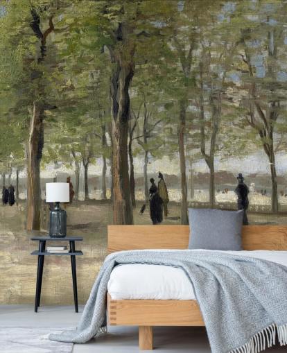 mural de papel pintado de Van Gogh llamado Terraza en los jardines de Luxemburgo para dormitorios, salas de estar y paredes decorativas