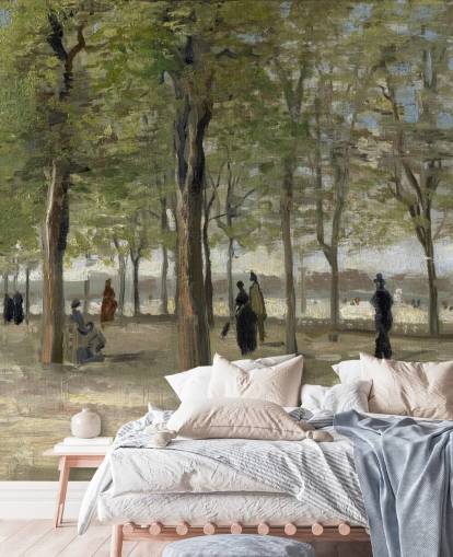 kunstmaleri af van gogh tapet kaldet Terrasse i Luxembourg-haven til soveværelser, stuer og funktionsvægge