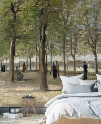 fine art van gogh behangmuurschildering genaamd Terrace in the Luxembourg Gardens voor slaapkamers, woonkamers en karakteristieke muren fine art van gogh behangmuurschildering genaamd Terrace in the Luxembourg Gardens voor slaapkamers, woonkamers en karakteristieke muren