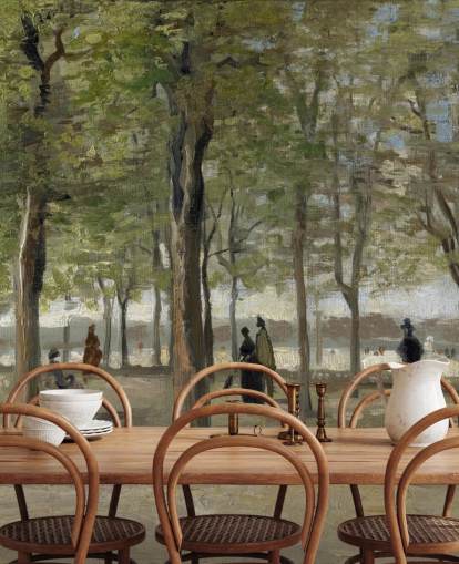 fine art van gogh behangmuurschildering genaamd Terrace in the Luxembourg Gardens voor slaapkamers, woonkamers en karakteristieke muren fine art van gogh behangmuurschildering genaamd Terrace in the Luxembourg Gardens voor slaapkamers, woonkamers en karakteristieke muren