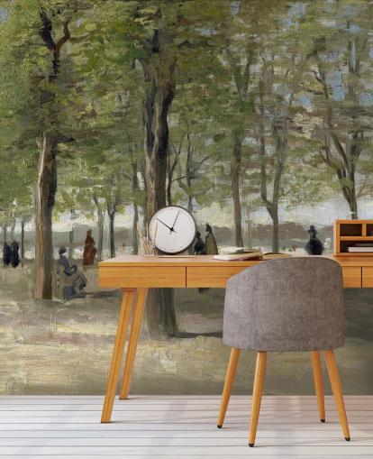 fine art van gogh wallpaper mural called Terrace in the Luxembourg Gardens for bedrooms, living rooms and feature walls