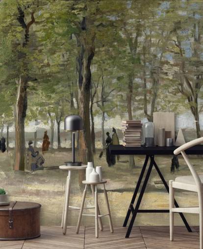 fine art van gogh wallpaper mural called Terrace in the Luxembourg Gardens for bedrooms, living rooms and feature walls
