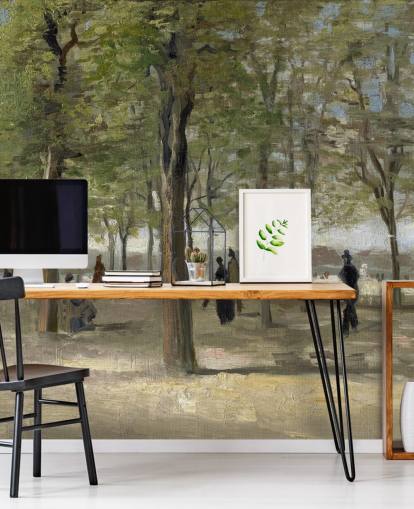 fine art van gogh wallpaper mural called Terrace in the Luxembourg Gardens for bedrooms, living rooms and feature walls