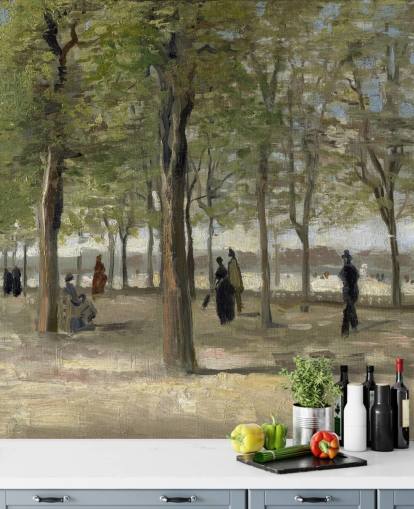 konst van gogh tapetväggmålning kallad Terrace in the Luxembourg Gardens för sovrum, vardagsrum och funktionsväggar