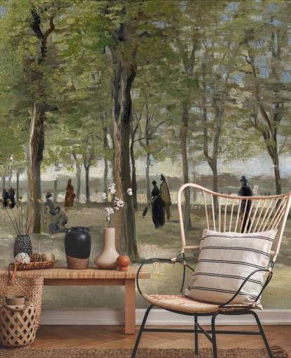 fine art van gogh wallpaper mural called Terrace in the Luxembourg Gardens for bedrooms, living rooms and feature walls