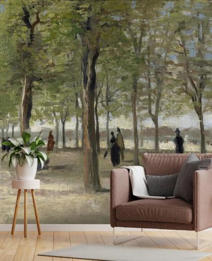 fine art van gogh behangmuurschildering genaamd Terrace in the Luxembourg Gardens voor slaapkamers, woonkamers en karakteristieke muren