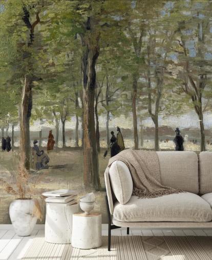 mural de papel pintado de Van Gogh llamado Terraza en los jardines de Luxemburgo para dormitorios, salas de estar y paredes decorativas
