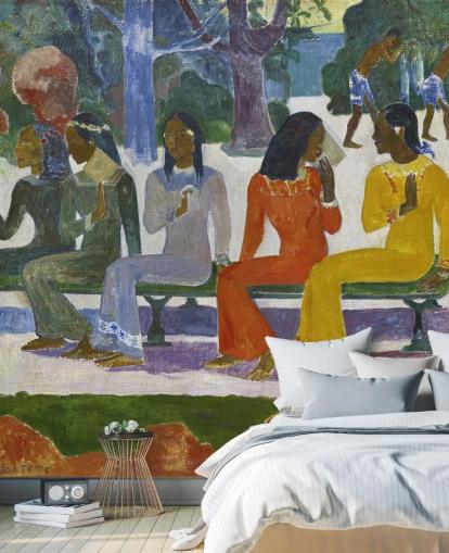 Buntes Wandbild von Paul Gauguin mit dem Titel We Shall Not Go to Market Today