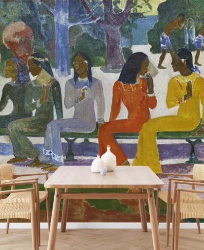 Buntes Wandbild von Paul Gauguin mit dem Titel We Shall Not Go to Market Today