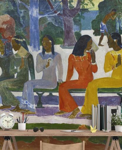 Buntes Wandbild von Paul Gauguin mit dem Titel We Shall Not Go to Market Today