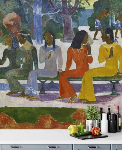 colourful paul gauguin fine art wallpaper mural called We Shall not Go to Market Today colourful paul gauguin fine art wallpaper mural called We Shall not Go to Market Today